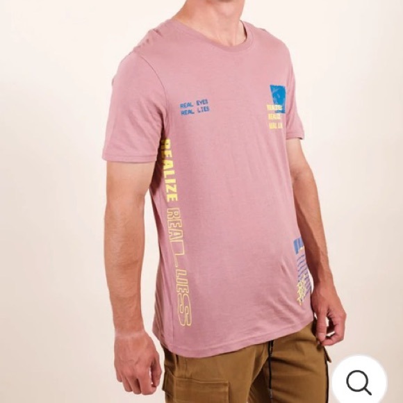 Men’s Brooklyn Cloth Mfg. Co. Dusty Rose Real Eyes Graphic T-Shirt - Picture 3 of 14